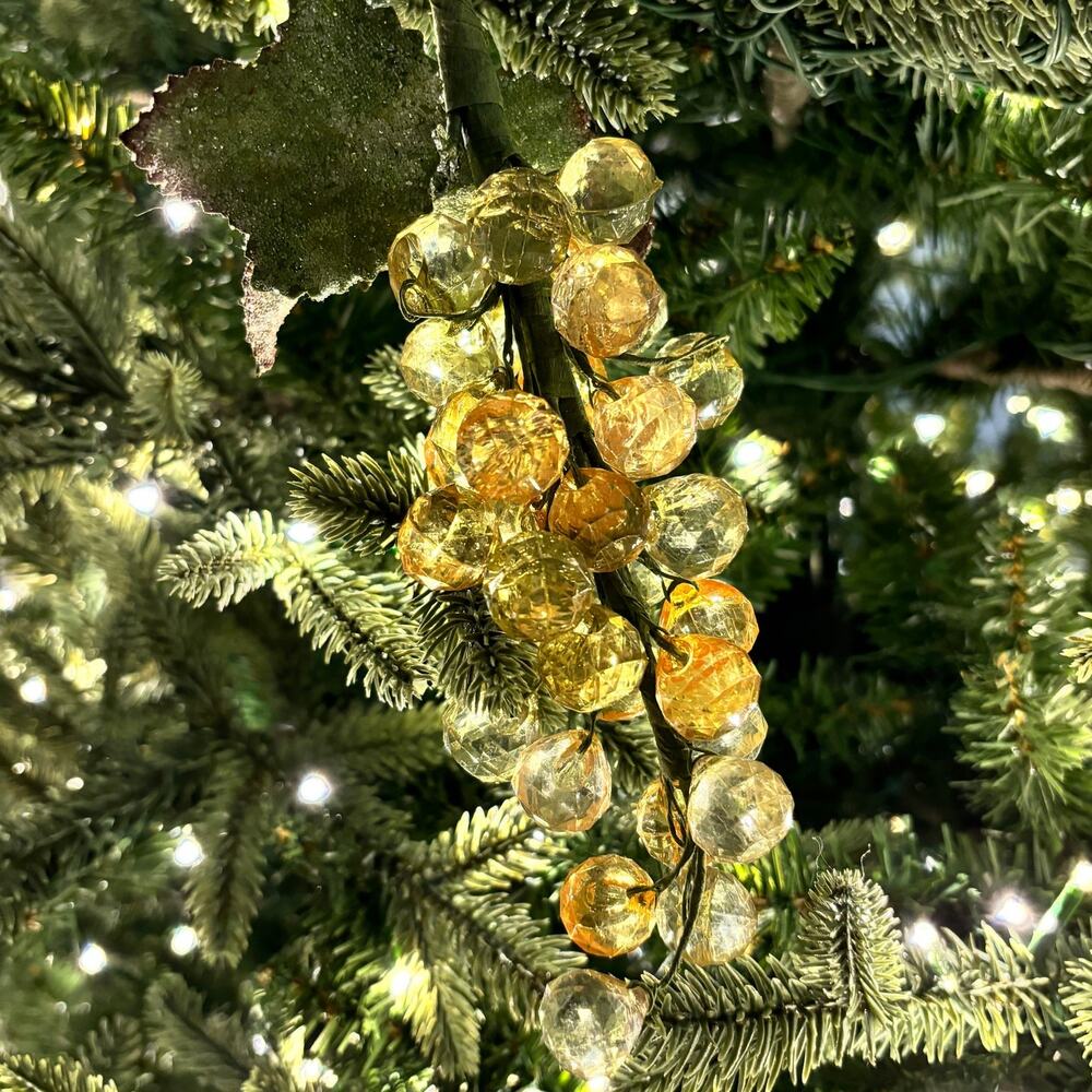 Mid Century Faceted Lucite Acrylic Grape Clusters Bundle of 3 Red/Amber